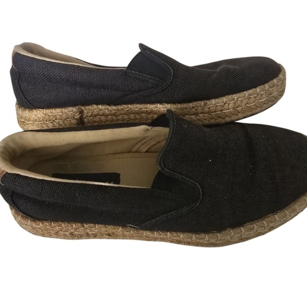 Sperry Womens Black Canvas Espadrille Slip On‎ Flats Shoes Size 8.5M